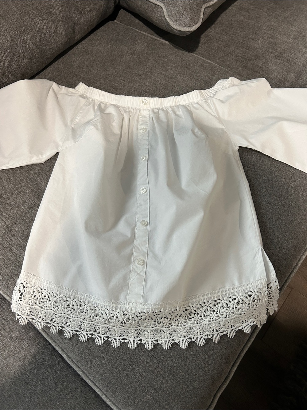 Crave Fame White Off-Shoulder Lace Hem Blouse